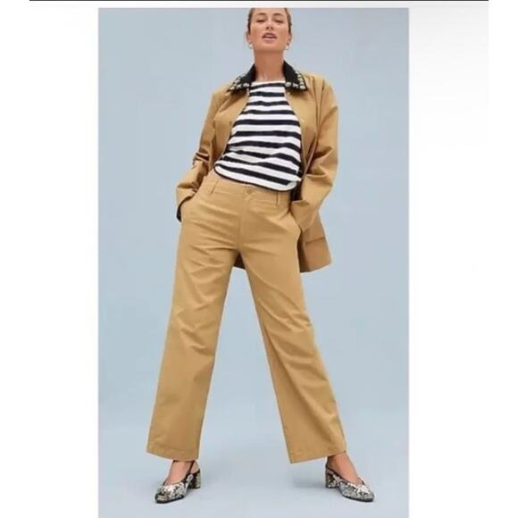 J. Crew Womens Pants 32 Khaki Sailor Chino Heritage Wide Leg BP499 Preppy Prep - Picture 1 of 9
